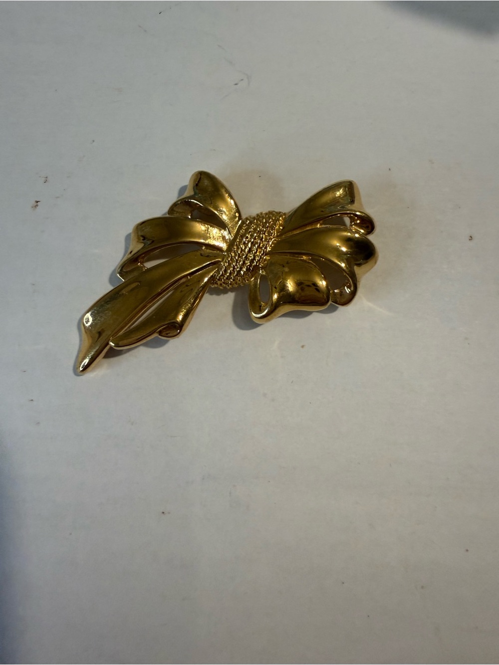 Napier Shiny Gold Ribbon Bow Brooch